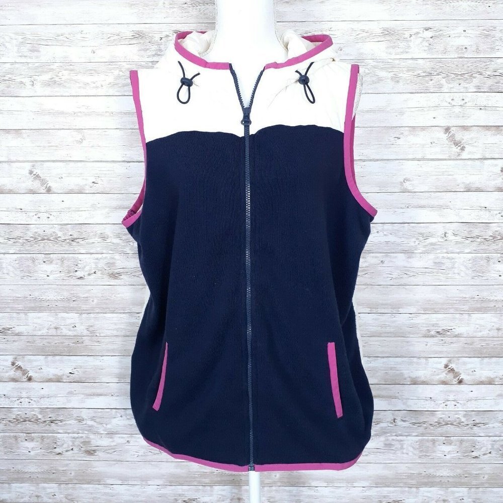 Tommy Hilfiger Quilted Vest XL Hooded Knit Front 7A